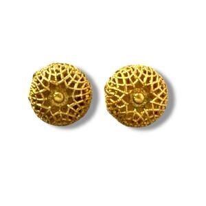 Vintage Monet Gold Tone Filagree Ball Stud Clip On Earrings